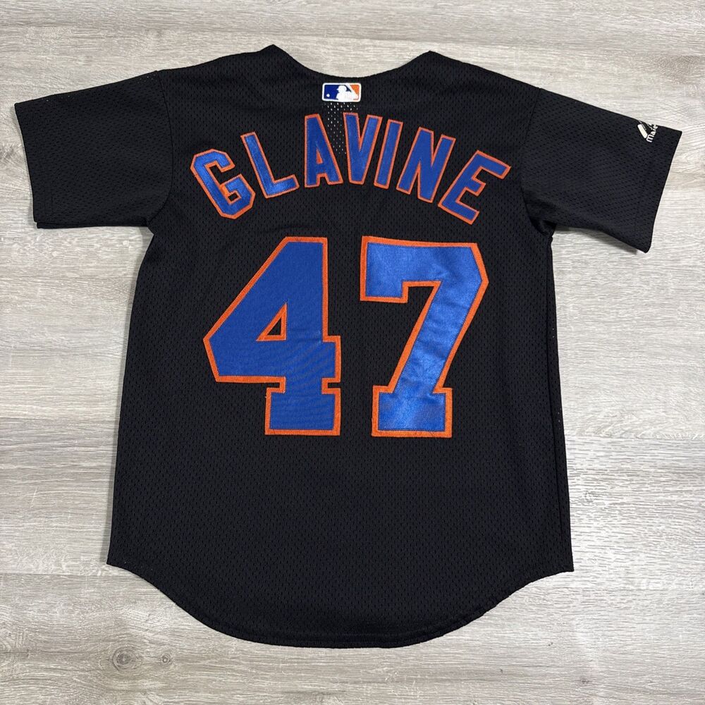 Tom Glavine Jersey New York Mets Youth Medium Black Majestic Made in USA